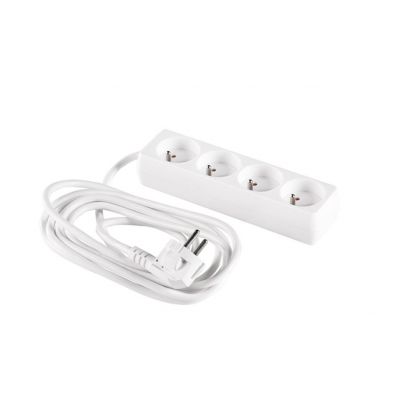 Przedłużacz listwa sieciowa zasilająca 4 gniazda 3x1mm2 biały 3mb ELCAN (PM-BW-4G-30)